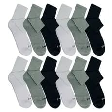 Kit Até 12 Pares Meia Adulto Cano Médio Algodão Branco Preto Cinza Casual Esportiva.