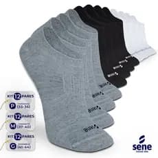 Kit Até 12 Pares Meia Soquete Feminina Masculina Meias Sapatilha Branca Preta Cinza