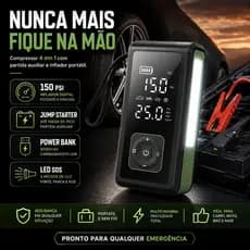 Compressor de Ar Portátil 4 Em 1 Partida Auxiliar Inflador Pneu Carro Moto Bike 150 PSI