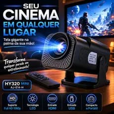 Projetor Portátil Full HD HY320 Mini LED HDMI USB Cinema Casa 1080p Controle Remoto Preto