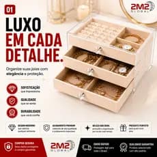 Porta Joia Acrílico Luxo Com 3 Camadas Brinco Anel Compartimento caixa de armazenamento de jóias