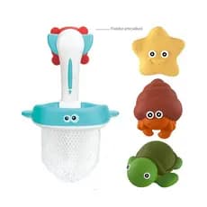 Brinquedo para Banho Bebe WAKAII kit de redinha com estrela, caranguejo e tartaruga