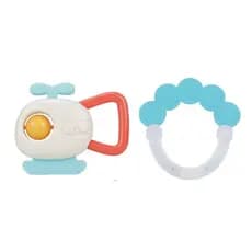 Mordedor Chocalho Bebê Kit 2 Menino Infantil com helicóptero