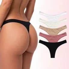 Kit 5 Calcinhas Fio Dental Algodão Feminina Tanga Cotton Confortável Não Marca