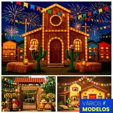 Painel Fundo Fotográfico Gigante Festa Junina Tecido Sublimado 3x2 Mt
