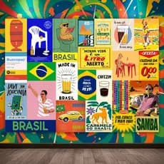 Painel Retangular Brasilidade Memes Lambe Lambe Em Tecido 1,5 x 2,2 Mt