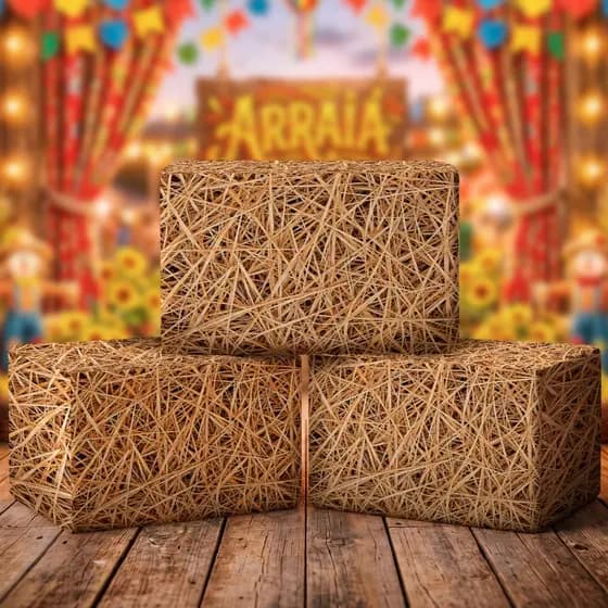 Capa de Caixote Feno Decoração de Festa Junina em Tecido C/ Elástico