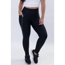 Calça Legging Fitness Feminina Cafe Cintura Alta com Bolso Lateral e Detalhe Refletivo tamanho G