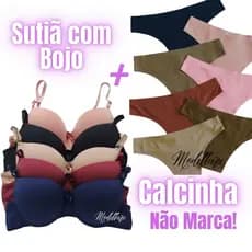 Kit 5 Sutiãs + 5 Calcinhas Sem Costura Conjunto Dia a Dia Confortável