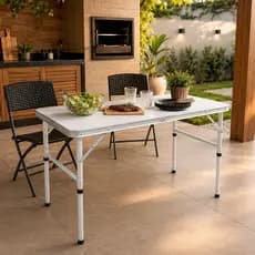 Mesa Dobrável Portátil Vira Maleta Camping Praia 90x60