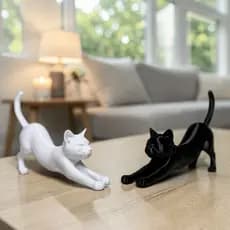 Kit 2 Gatos Decorativos Minimalistas Escultura Decoração Moderna Quarto Sala Escritorio Presentes Casa