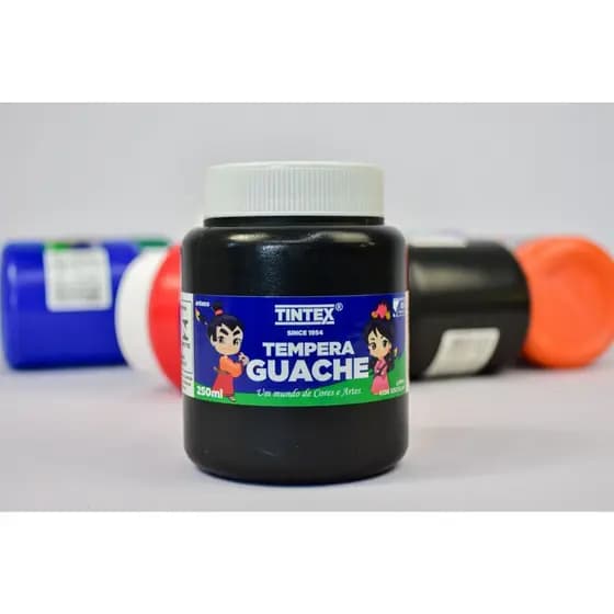 Tinta Guache 250ml Varias Cores Uso Escolar E Artesanato - Preto