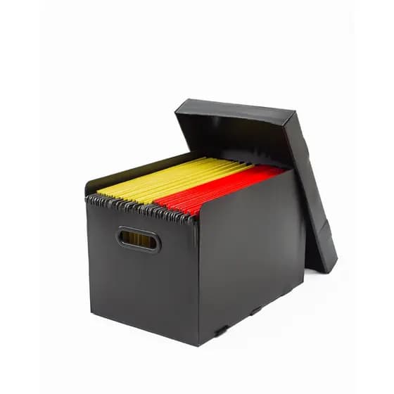 Caixa Arquivo + 12 Pastas Suspensas Coloridas Organização Mensal / Anual De Documentos