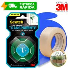 Fita Dupla Face 3M Transparente Fixa Forte 24mm X 2m Para Vidro Fixa Quadro Espelho Chave 5kg Scoth