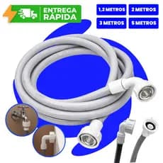 Mangueira de Entrada Máquina Lavar Reforçada 1.20M 2M 3M Agua Lavadora Cinza Universal Compatível
