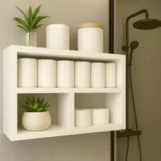 Nicho com Prateleira de MDF branco para Banheiro e Organização