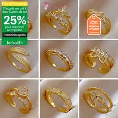 Anel Fedsolife estilo coreano cravejado de diamantes em aço inoxidável ajustável