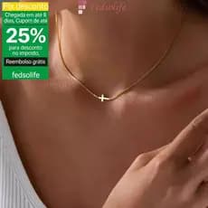 Fedsolife Colar simples moda cruz pingente Commuter All-Match clavícula corrente presente de natal