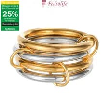 Fedsolife Moda Anel Quatro Camadas Empilhamento Multi-Anel Feminino 18K Banhado A Ouro Joias de Mão