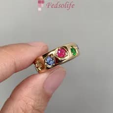 Fedsolife Anel Retro Dopamina Colorido Doce Zircão Anel Aberto Feminino Luz Luxo All-Match Simples