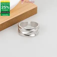 Fedsolife Anel Feminino Vazado Ajustável Prata 925 Banhado Ouro para Dedo Indicador, Retrô