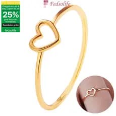 [Anel Fedsolife] Versão coreana simples coração oco S925 titânio aço banhado a ouro feminino