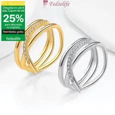 [Anel Fedsolife] Diamante banhado a ouro ins enrolamento geométrico moda feminina de dedo indicad