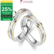 [Anel de casal Fedsolife] Anel de zircão de aço titânio diamante estilo coreano masculino feminino