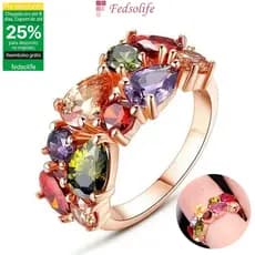 Fedsolife Senhoras Anel Moda Colorido Zircão Colorido Diamante Joias Japão Coreia Banhado A Ouro