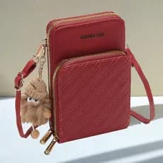 Bolsa Transversal Feminina Porta Celular  Transversal 2 Ziper com chaveiro LT650