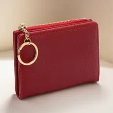 Carteira Curta Cor Sólida Vintage , Porta Moedas Bifold Portátil Cartões De Crédito Feminino ld60