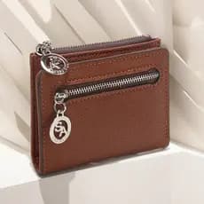 Carteira Curta Cor Sólida Vintage , Porta Moedas Bifold Portátil Cartões De Crédito Feminino ld57