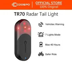 COOSPO TR70 Radar para Bicicleta com Luz Traseira Alerta Visual e Sonoro para Veículos até 140m