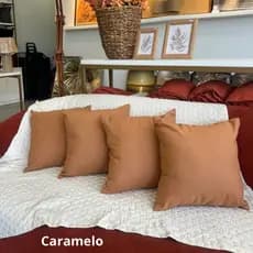 Kit 4 Capas De Almofadas Linho Misto Liso Minimalista Varias Cores Decoração