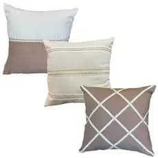 Kit com 3 Capas de Almofada Decorativa em Linho Misto Cru com Ziper Invisível