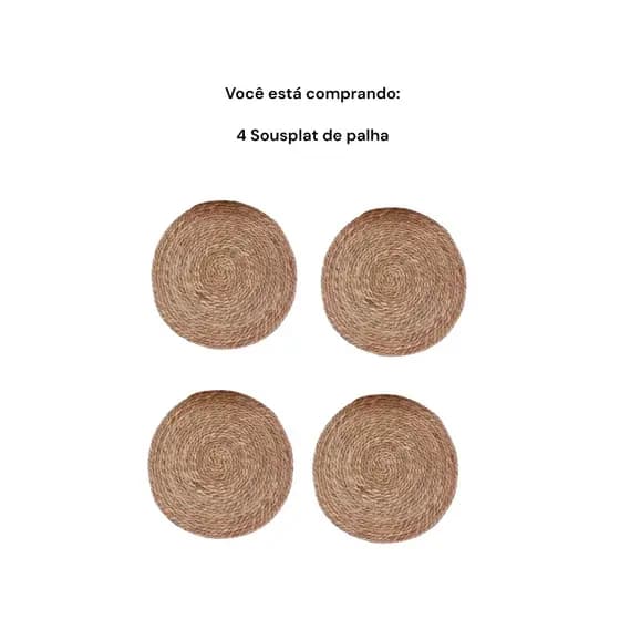 Kit 4 Peças Jogo Americano Sousplat Palha Natural
