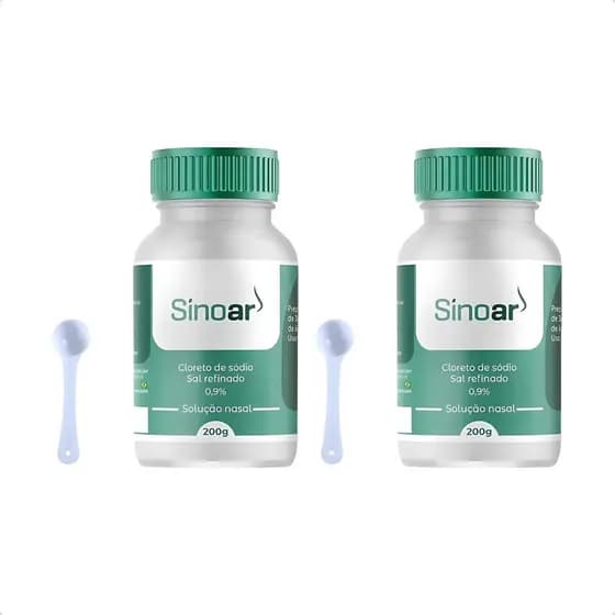 2 Potes Sal Puro Sem Iodo Para Limpeza Nasal De 200g Cada Cloreto De Sódio 0,9%