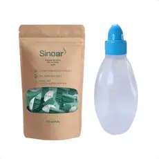 Kit Limpeza Nasal 1 Frasco de 330ml e 30 Sachês De Sal Puro Refinado Sem Iodo Sinoar