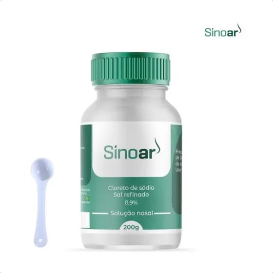 Sal Puro Refinado Sem Iodo Sinoar Para Limpeza Nasal Pote de 200g Rende 66 Doses