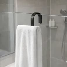 Suporte Porta Toalha Para Box Banheiro Roupa Bolsa Roupão Gancho Sem Furo Preto Fosco 4587
