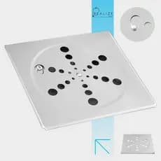 Ralo Grelha Tampa Aço Inox Quadrada 10x10 para Banheiro Lavabo Área Externa S/ Caixilho