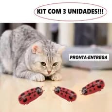 KIT com 3 JOANINHA Brinquedos Besouro brinquedo interativo Gato PRONTA ENTREGA cor vermelho Pet Cachorro Cama Racao Caes Acompanha 01 bateria Brincar Sozinho Animais de estimação areia