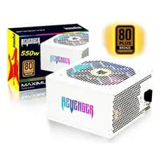 Fonte Gamer Revenger 550w 80 PLUS RGB BIVOLT AUTOMÁTICO Pci-e 8 Pinos 6+2 Pl Branca silenciosa