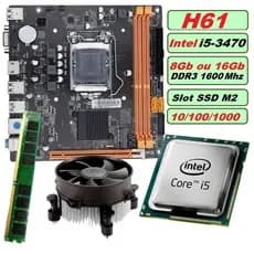 Kit UPGrade i5-3470 Memória 8GB ou 16GB DDR3 Placa Mãe H61 Slot SSD M2 gamer lga 1155 atx