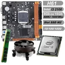 Kit UPGrade i3-2100 Memória 8GB ou 16GB DDR3 Placa Mãe H61 Slot SSD M2 gamer lga 1155