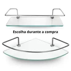 Porta Shampoo Canto Reto Vidro Incolor Banheiro Prateleira Box Organizador