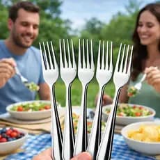 Conjunto 6 Garfos Inox Alto Brilho Talheres Mesa Refeição Jantar Duráveis Uso Diário Resistentes