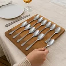 Kit 12 Colheres Sobremesa Aço Inox Design Moderno Elegante Brilho Alto Duráveis Mesa Refeição