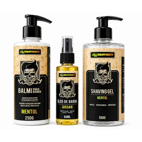 Kit Completo Barba Balm Óleo + Gel All Barber Profissional