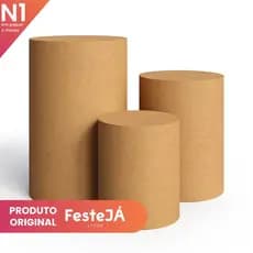 Kit Trio Mesa Cilindro Tradicional MDF Decoração Pegue e Monte Aniversário Evento Casamento